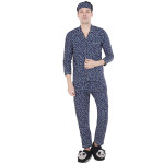 Men Navy Blue Printed Sleepwear Set